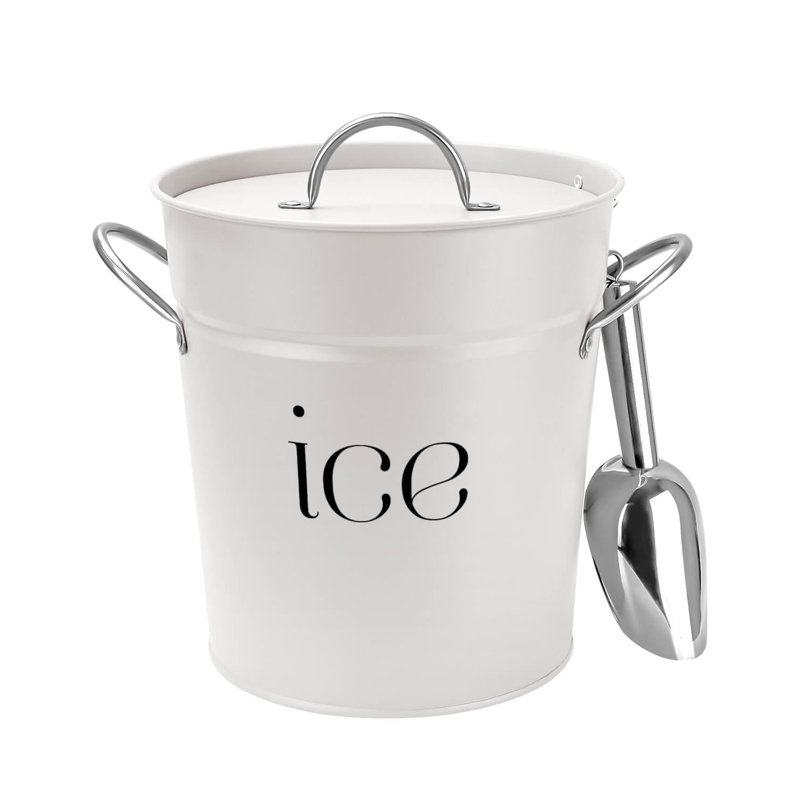 Seau à glace blanc galvanisé de 3 pte avec couvercle, pelle et poignées - idéal pour les cocktails, les fêtes, les barbecues, le vin et le champagne. Double couche isolante extérieure et intérieure galvanisée, parfaite pour la maison et l'extérie