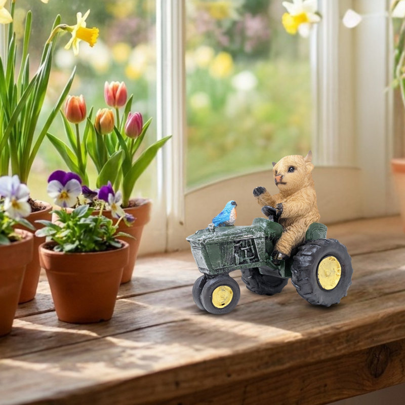 Polyresin Highland Cow Tractor Figurine