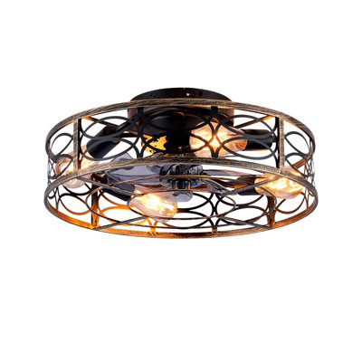 Ventilateurs de plafond à profil bas de 20 po avec lumières et télécommande, ventilateur encastré Farmhouse avec moteur réversible à 6 vitesses, pour la cuisine, la chambre à coucher - ampoules non incluses