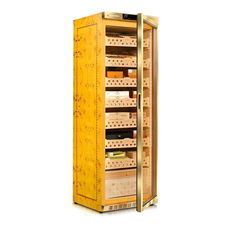 Gold Brass Stainless Steel Cigar Humidor
