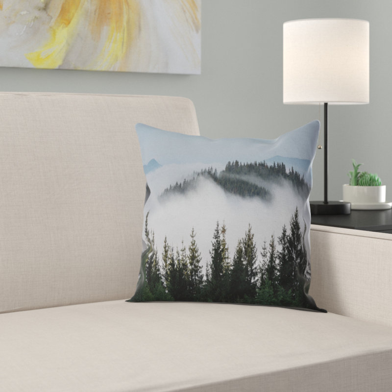 Coussin imprimé « trees » et « brouillard over montagne landscape », 16 po x 1 po