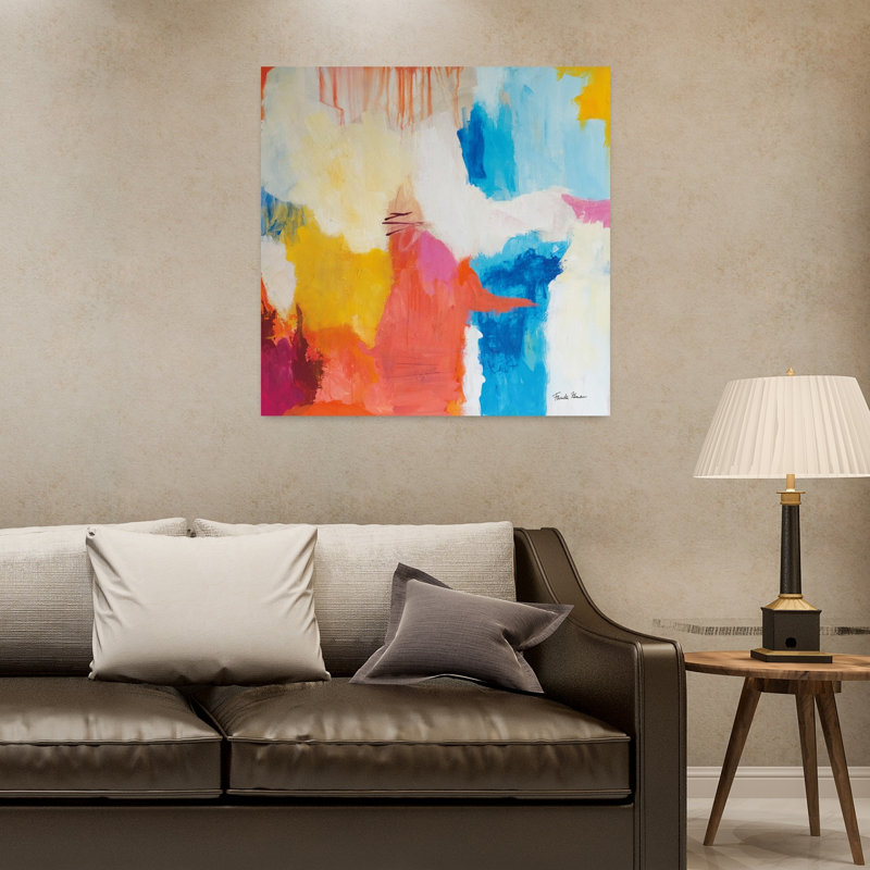 Style contemporain zen avec art abstrait bleu, H 32 po x l 32 po