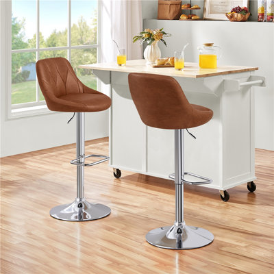 Color Swivel Upholstered Adjustable Height Counter Stool with Metal Frame