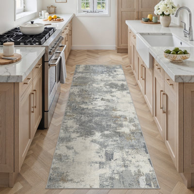 Miro Modern Abstract Machine Washable Area Rug With Non-Slip Backing