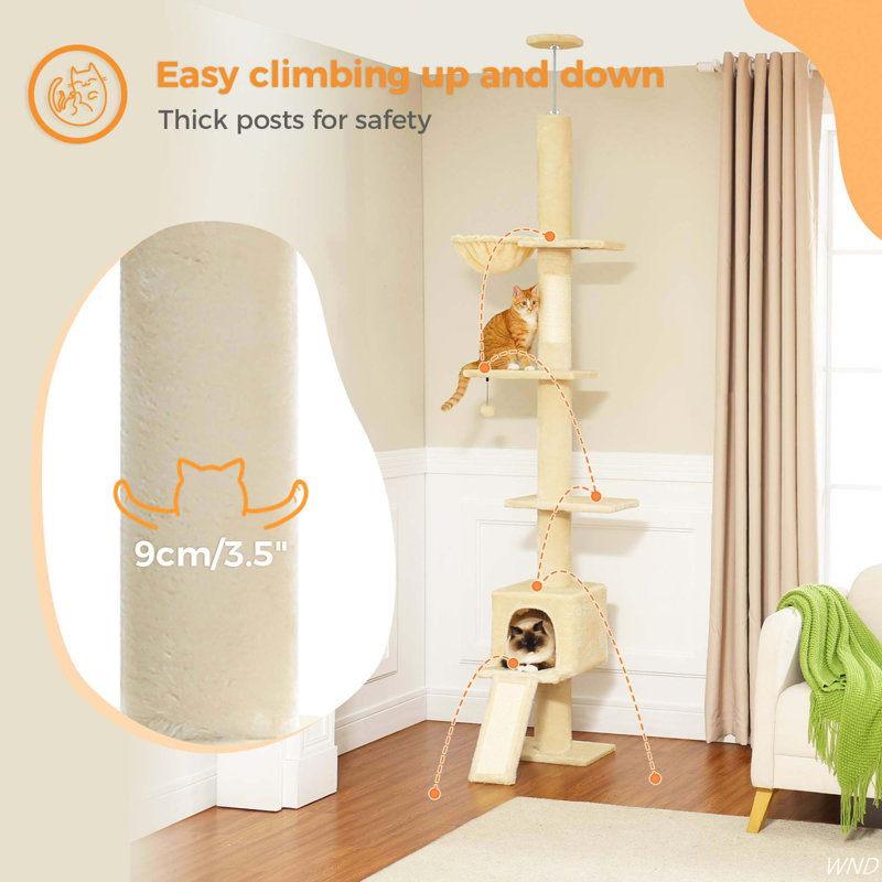 Beige Adjustable Height 5-Tier Sisal Cat Tree Tower