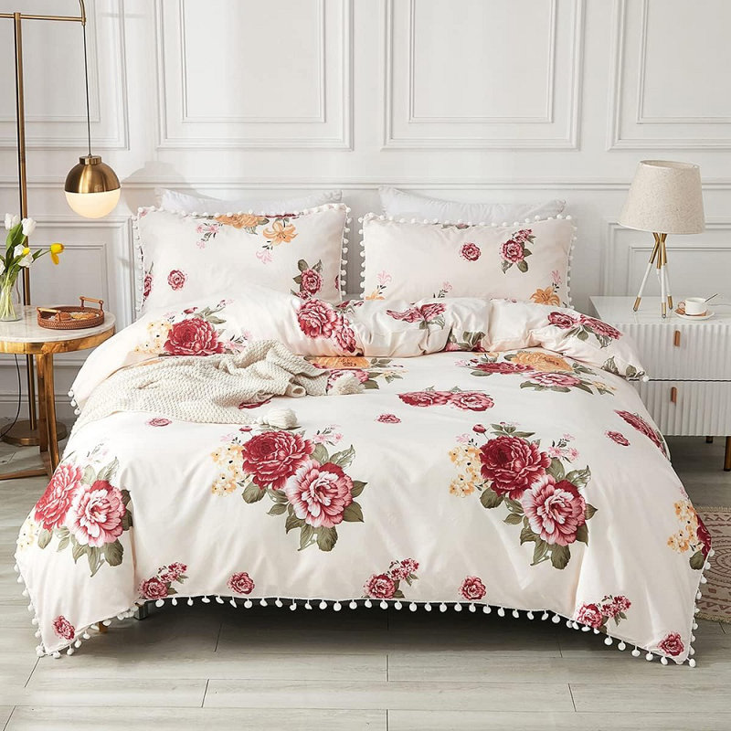 Polyester Standard Floral Duvet Cover, King Duvet Cover + 2 King Pillowcases