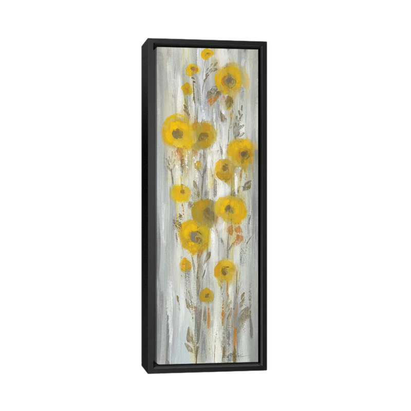 « route fleurs ii » par silvia vassileva,, impression sur toile tendue, H 72 po x l 24 po x P 1,5 po, Toile avec cadre noir