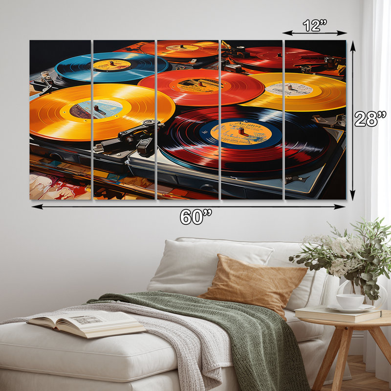 Coloré vinyle Serenade I - reproduction d'art sur toile - 5 panneaux égaux