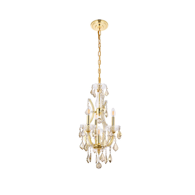 Stockard 4 - Light Glass Chandelier, Gold / Golden Teak (Smoky) / Royal Cut