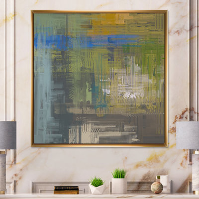 Blue And Green Frozen Grunge Art II - Picture Frame Print on Canvas