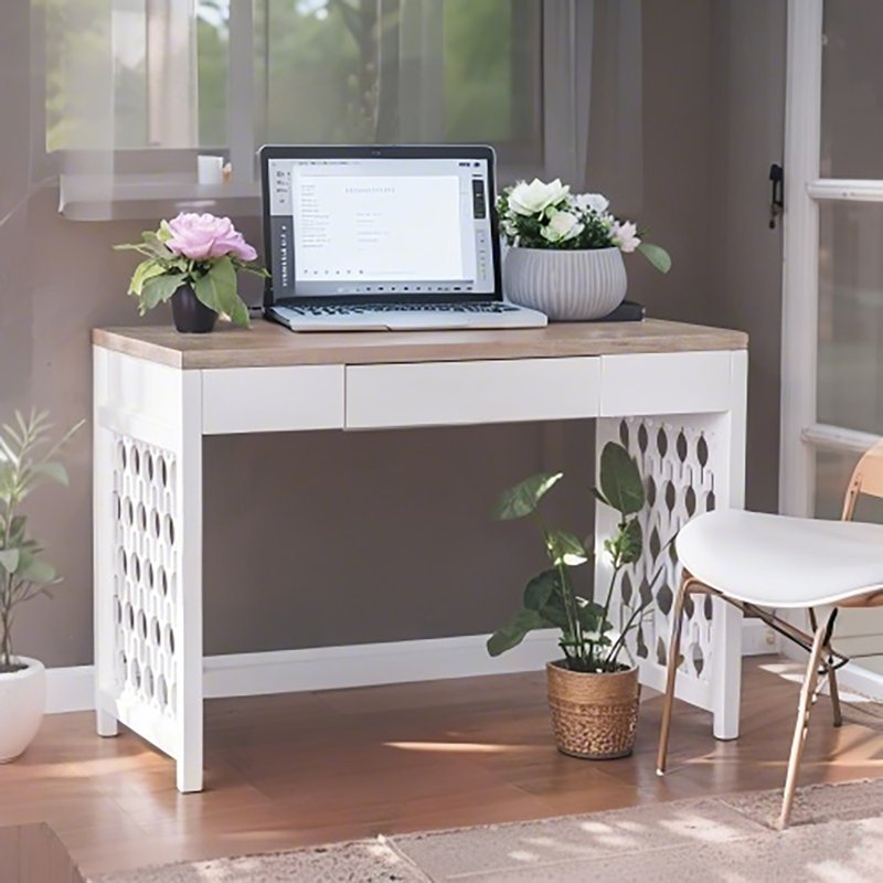 Bureau moderne et minimaliste avec tiroir, pieds de style treillis, robuste et durable