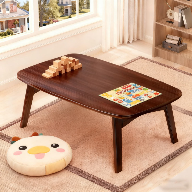 Japanese Folding Floor Table For Low-Level Living, Portable Bamboo & Hardwood Coffee Table With Compact Storage For Small Spaces