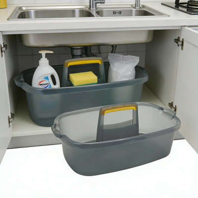 Organisateur de chariot de nettoyage portatif avec poignée, panier de rangement durable pour les fournitures de salle de bain et de cuisine, les produits de nettoyage et les outils