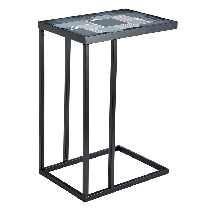 Kavic Glass Top Frame End Table
