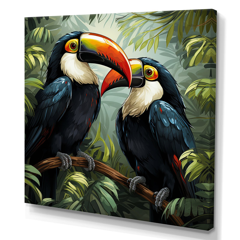 Toucans verts verts - art mural oiseau, H 30 po x l 30 po