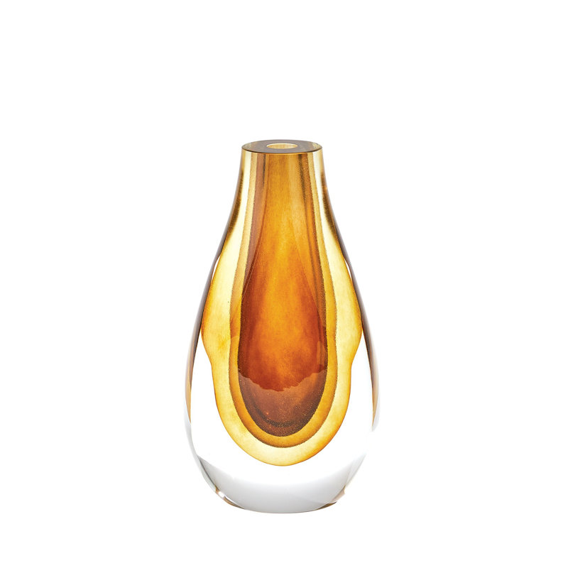 Vase de table en verre fait à la main, H 12 po x l 6,5 po x P 4,5 po