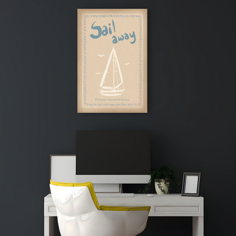 «Sail Away Serenity Dreamy Minimalist Peaceful Seagull Bird», impression d'art mural océan côtier, 18" H x 12" W