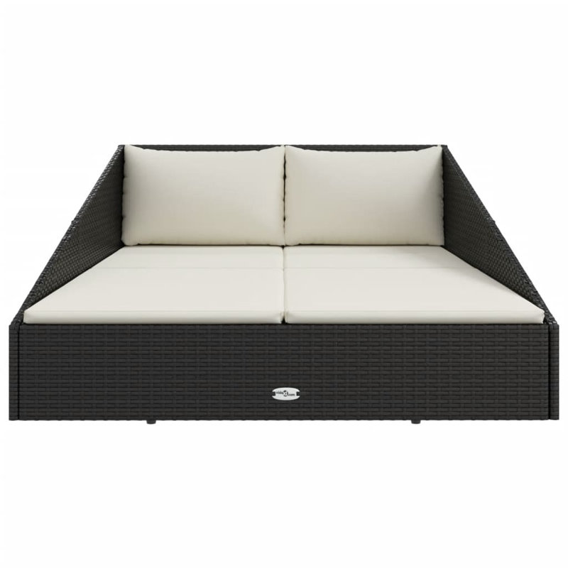 Brunhildis 80" Long Single chaise with Cushions, Black