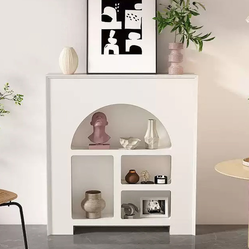 Foyer autoportant en bois manufacturé beige, H 39,37 po x l 39,37 po x P 7,87 po