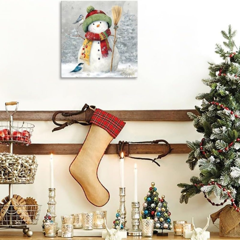 «Winter Xmas», art mural sur toile sans cadre 16 po x 16 po