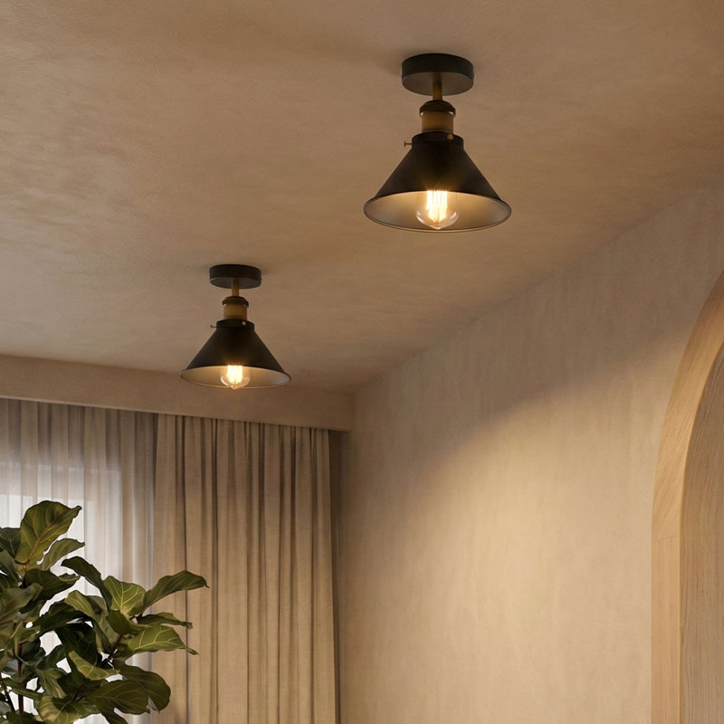 Regina Semi Flush Mount, Black/Gold