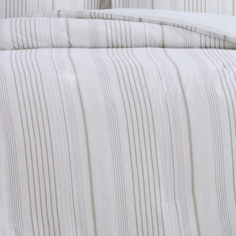 Asami Percale Box Stitch Striped Comforter, King Comforter + 2 Shams