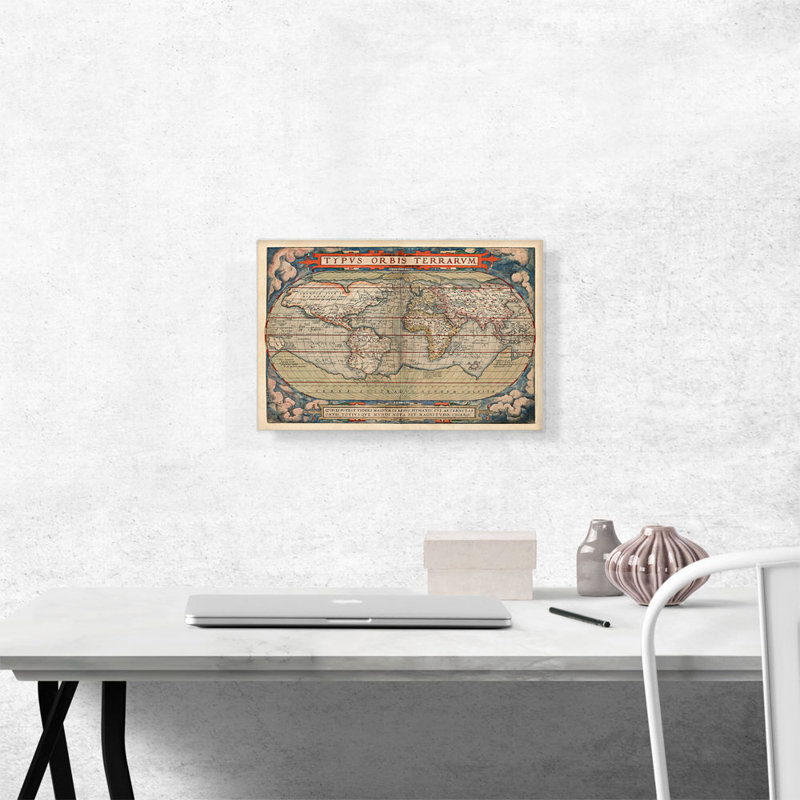 «Ortelius World Map 1570» par Abraham Ortelius, impression sur toile tendue, H 12 po x l 18 po x 1,5 po