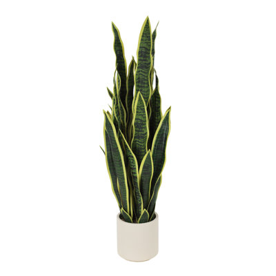 Faux Snake Plant Tall Fake Sansevieria with Planter, UV Resistant Artificial Tongue Realistic Leaves for Indoor Home Office Bedroom Decor