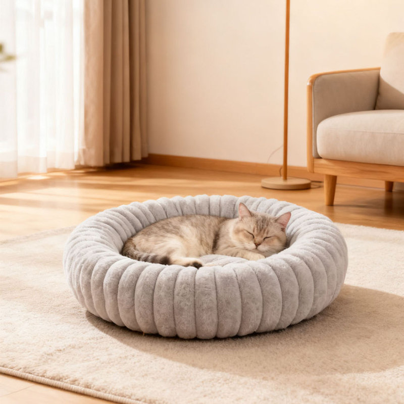 Faux Fur Pet Bed, Grey, 70cm W x 70cm D