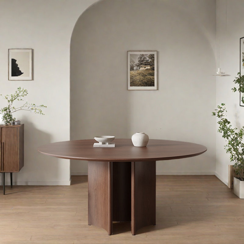 Table de salle à manger ronde en bois de noyer noir, H 29,52 po x L 39,37 po x l 39,37 po