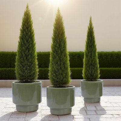 Ensemble de 3 pots de fleurs décoratifs pour l'extérieur 15 "en céramique avec pot de drainage