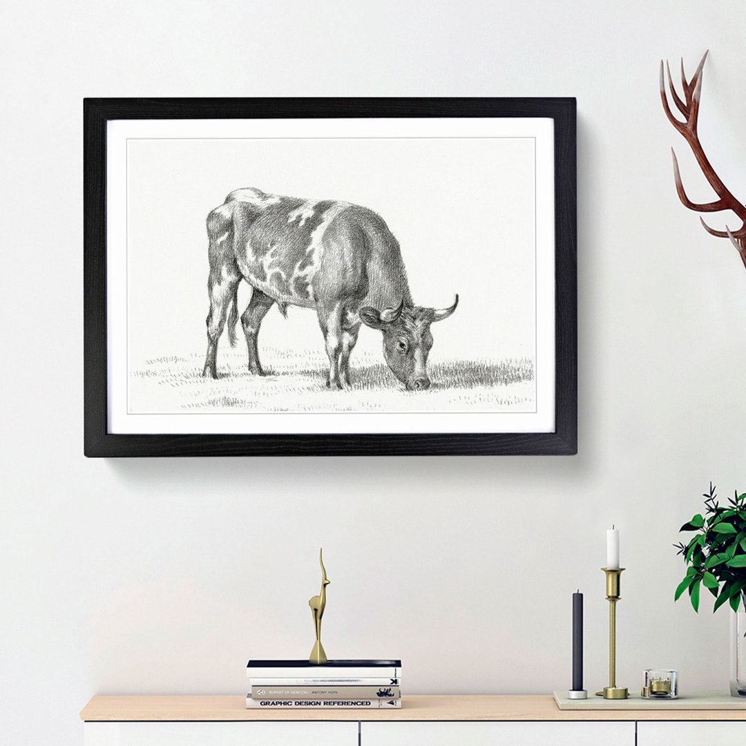 Grazing Bull by Jean Bernard - Picture Frame Drawing Print