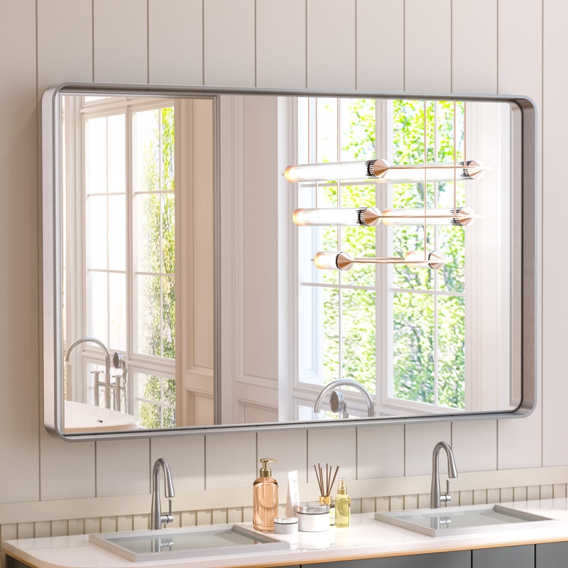 Miroir d'appoint Tyro, Argent, 42 po x 26 po, Rectangulaire