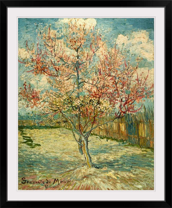 «Peach Blossoming» (Souvenir de Mauve), 1888, musée Kroller-Muller par Vincent Van Gogh - reproduction d'art, Cadre noir