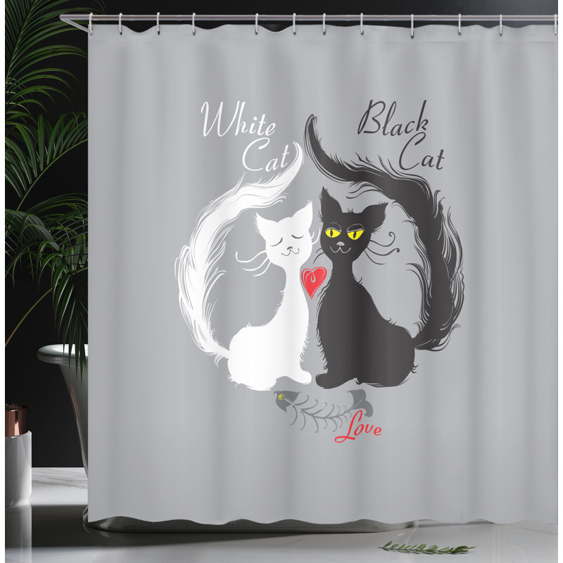 Ensemble de rideau de douche avec crochets et crochets pour chat, H 75 po x l 69 po