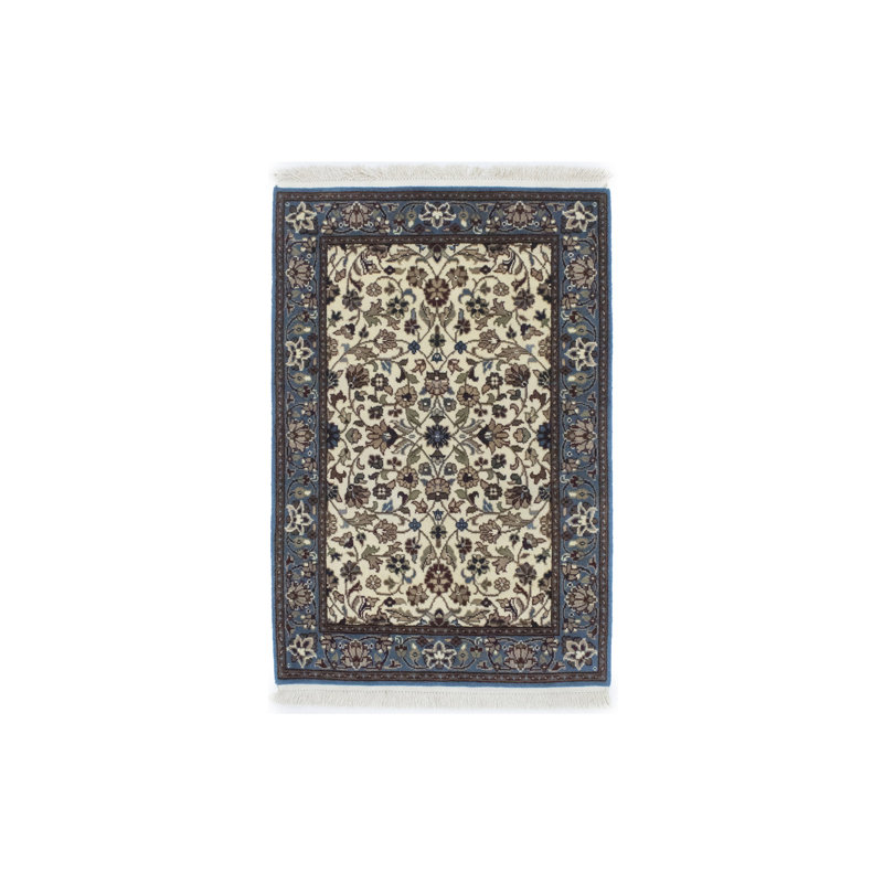 Tapis crème en laine noué à la main Landenberg, Rectangle 2 pi 7 po x 3 pi 10 po
