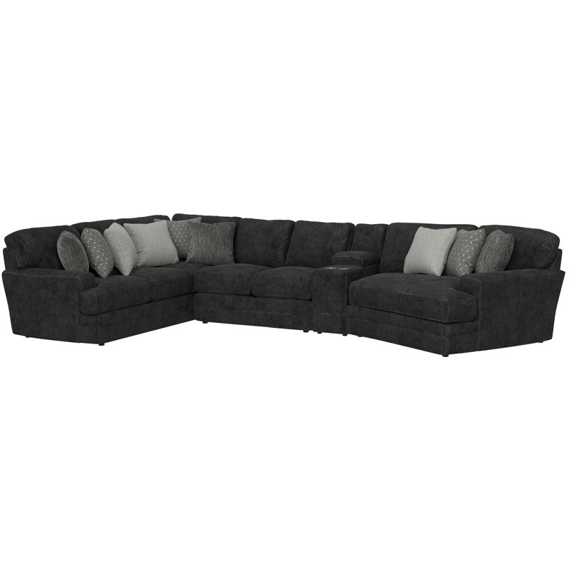 Canapé modulaire 4 pièces Delicia, Polyester gris, Orienté à gauche (vu de face)