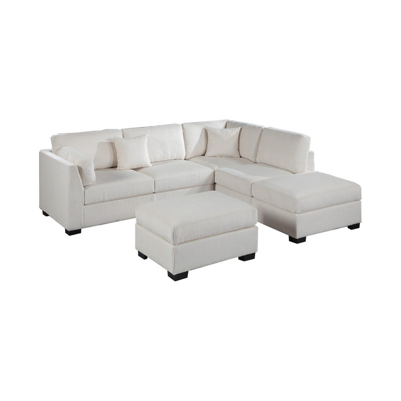 Sectional sofa with chaise longue and footstool
