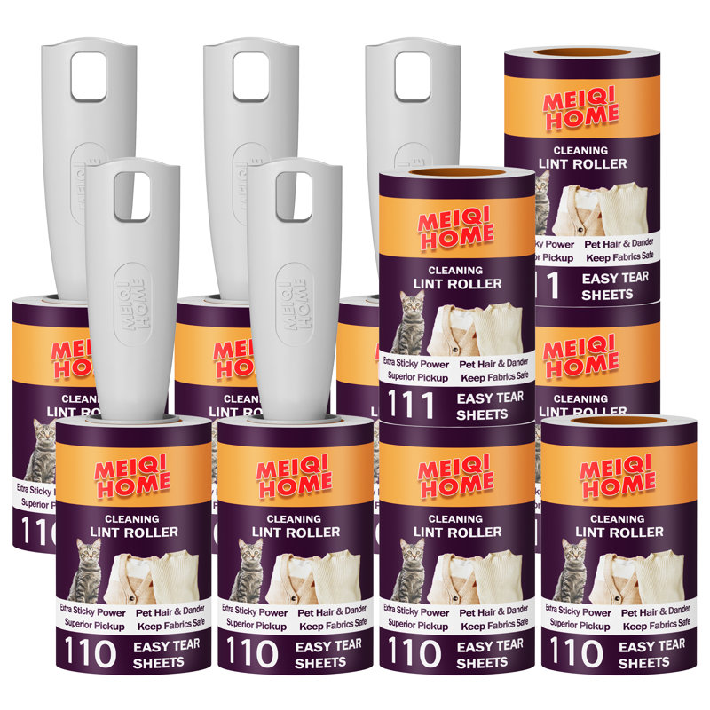 Extra-sticky Pet Hair Lint Rollers, Mega Value Set With 5 Upgraded Handles, 10 Portable Rollers For Clothes, Furniture, Dog & Cat Hair Removal (1110 Sheets)