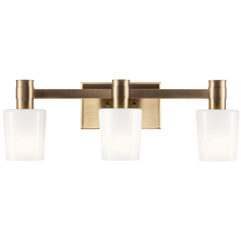 Keison Champagne Bronze 3-Light Vanity Light with Opal Glass Shades, Champagne Bronze
