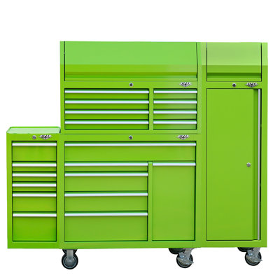 78-Inch 20-Drawer Rolling Cabinet with Bottom Cabinet, Top Chest, Side Cabinet and Side Locker