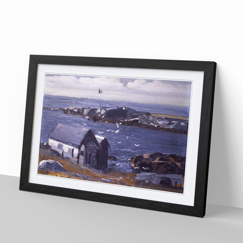 The Gulls, Monhegan by George Bellows - Picture Frame Painting, Black, 27cm H x 36cm W x 2cm D