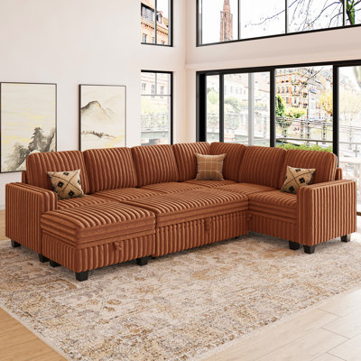 Large Corner Modular Sofa Set, Storage Couch Soft Upholstery Sleeper Sofa Bed For Living Room