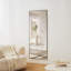 Miroir pleine longueur 70 po x 31 po en alliage d'aluminium noir, incliné ou fixé au mur, haute définition-636712128