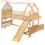 Lit mezzanine double avec glissade et rangement, couleur naturelle-362783936