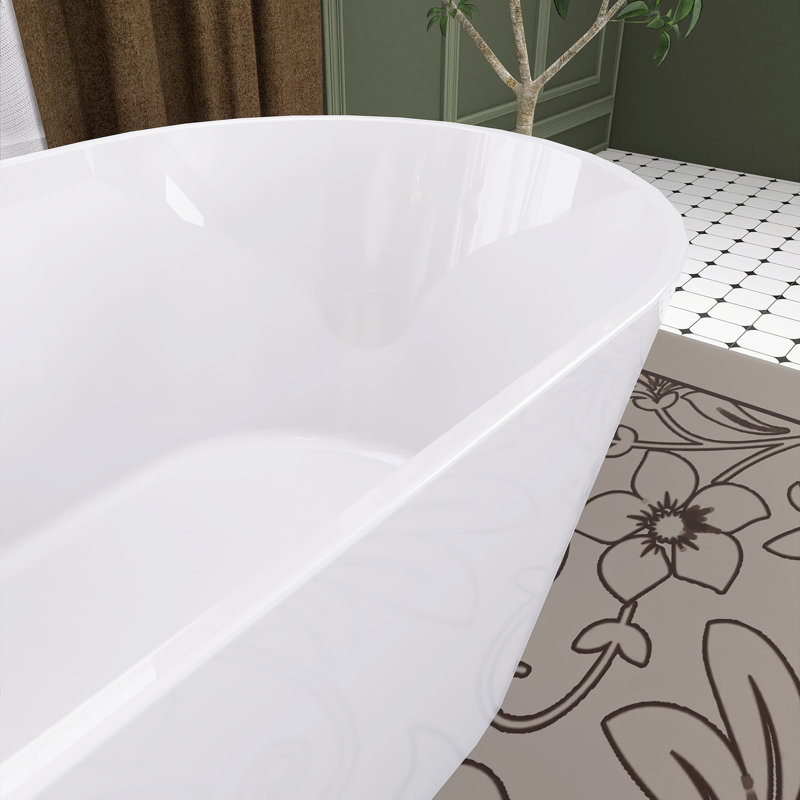 Baignoire de trempage autoportante en acrylique blanc lustré 67 po