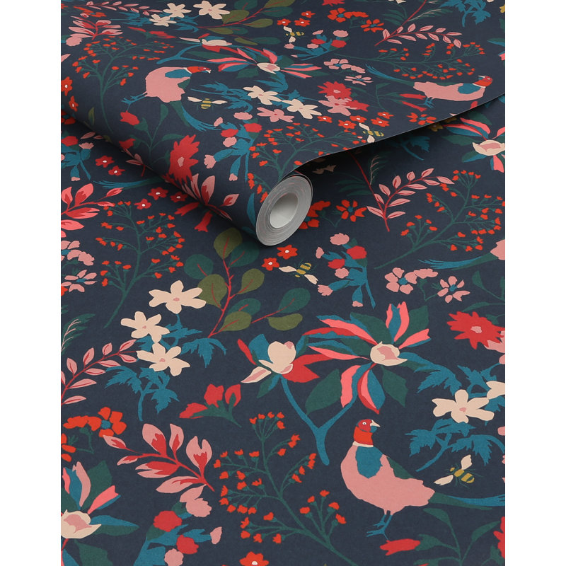 Joules Fields Edge Floral Wallpaper, Dark Blue
