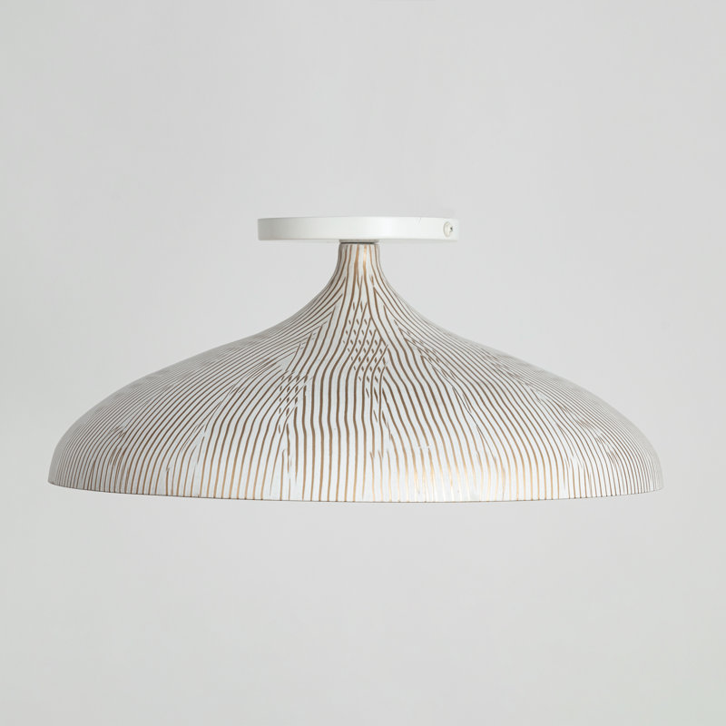 Fleur-Flush Mount, White/Gold