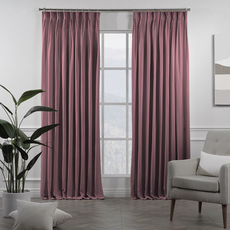 Room Darkening Single Curtain Panel, 130cm Width x 265cm Drop, Pink