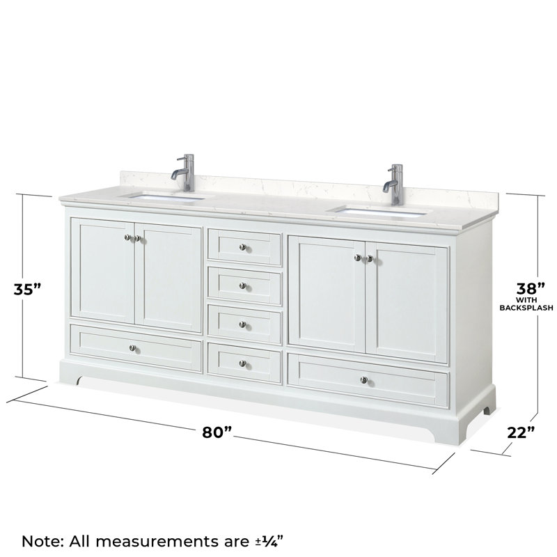 Ensemble de meuble-lavabo double 80 "avec miroir Deborah, Marbre de culture de Carrare, Blanc, Chrome poli